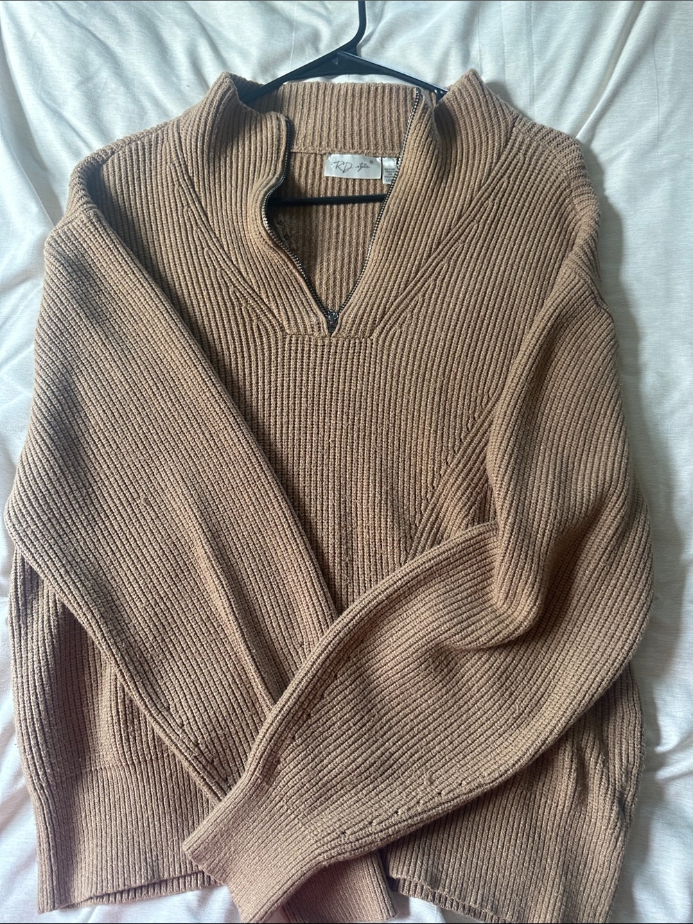 RD Style women’s Ribbed Half-Zip Sweater - Brown